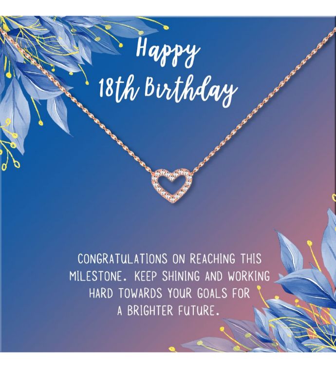 Happy 18th Birthday Heart Pendant Necklace Gift Box